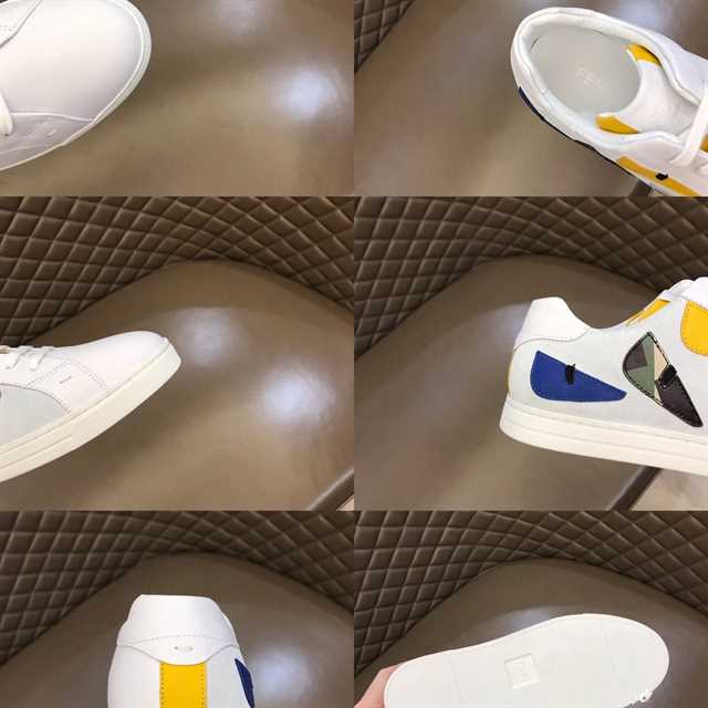 FENDI MONSTER EYES LOW-TOP TRAINERS SNEAKERS IN WHITE - FD06