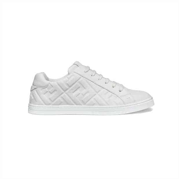 FENDI WHITE NAPPA LEATHER LOW TOP SNEAKERS - FD09