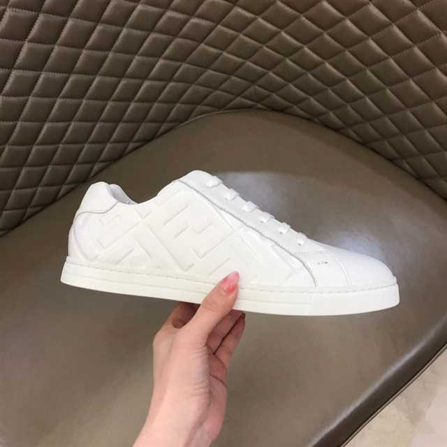 FENDI WHITE NAPPA LEATHER LOW TOP SNEAKERS - FD09