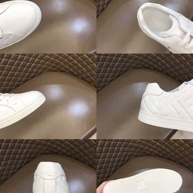 FENDI WHITE NAPPA LEATHER LOW TOP SNEAKERS - FD09