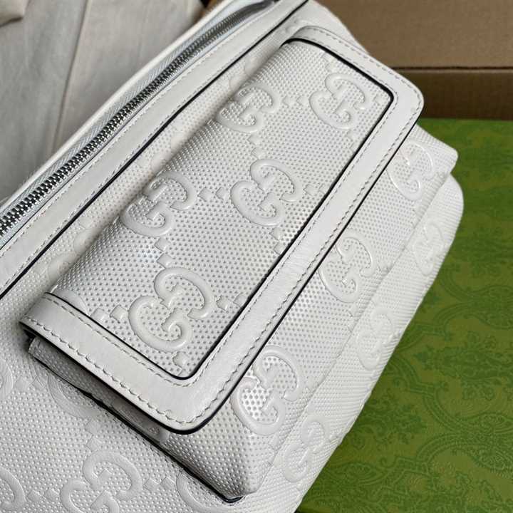 GG EMBOSSED BELT BAG IN WHITE GG EMBOSSED LEATHER - GBC13