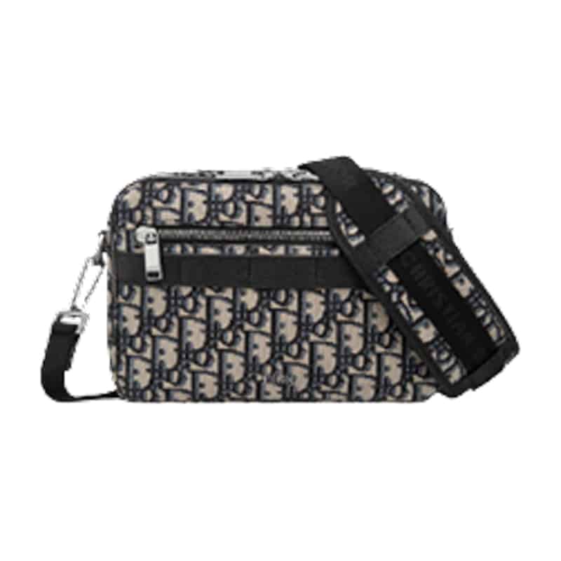 SAFARI MESSENGER BAG BEIGE AND BLACK DIOR OBLIQUE JACQUARD