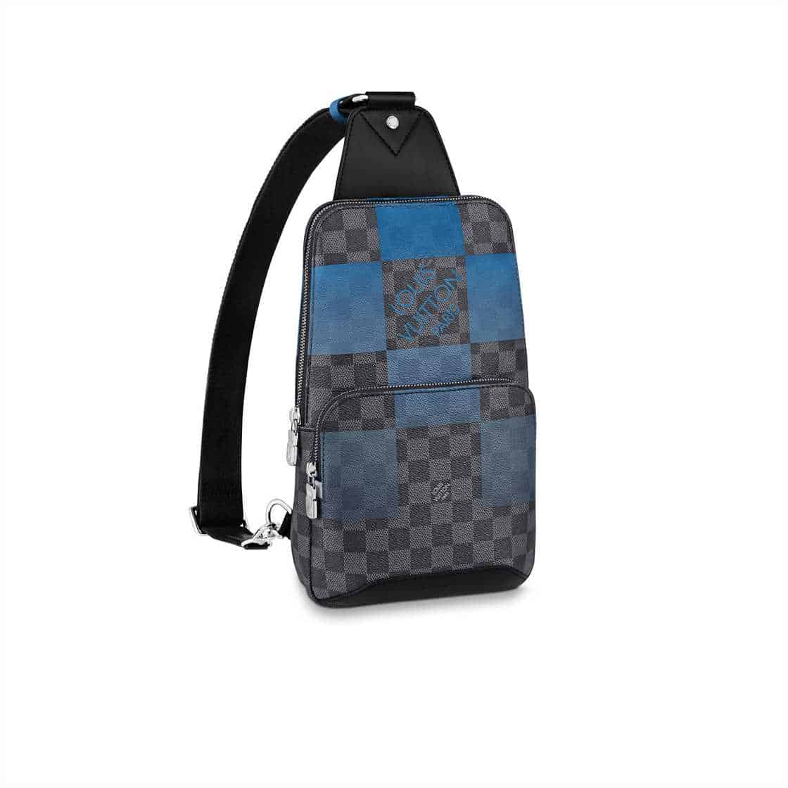LOUIS VUITTON AVENUE SLING BAG BLUE DAMIER GRAPHITE GIANT CANVAS N40404