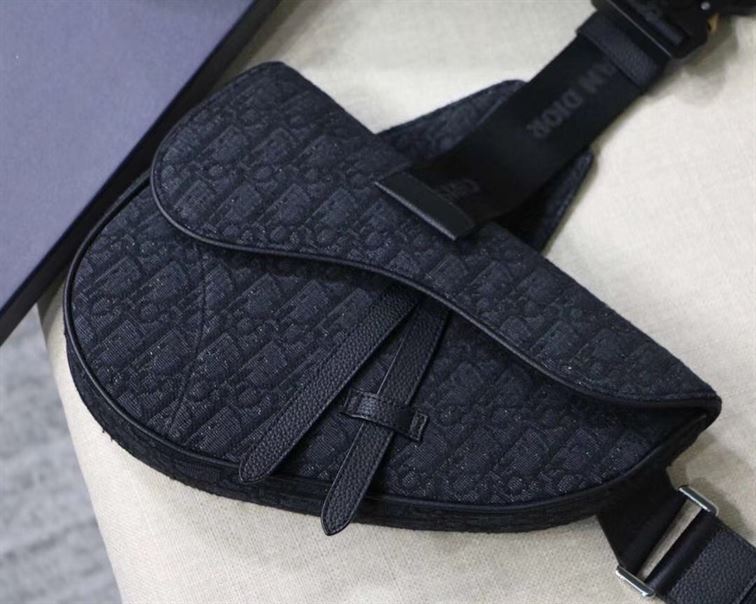 SADDLE BAG BLACK DIOR OBLIQUE JACQUARD