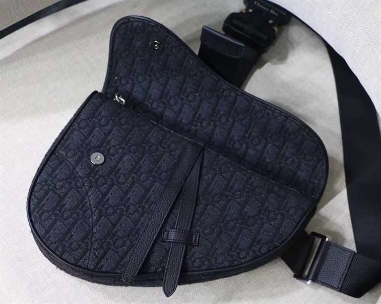 SADDLE BAG BLACK DIOR OBLIQUE JACQUARD