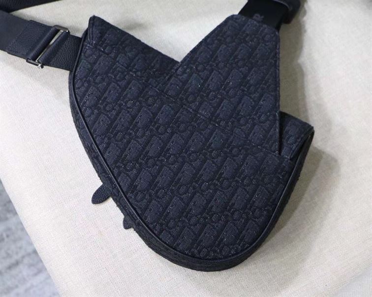 SADDLE BAG BLACK DIOR OBLIQUE JACQUARD