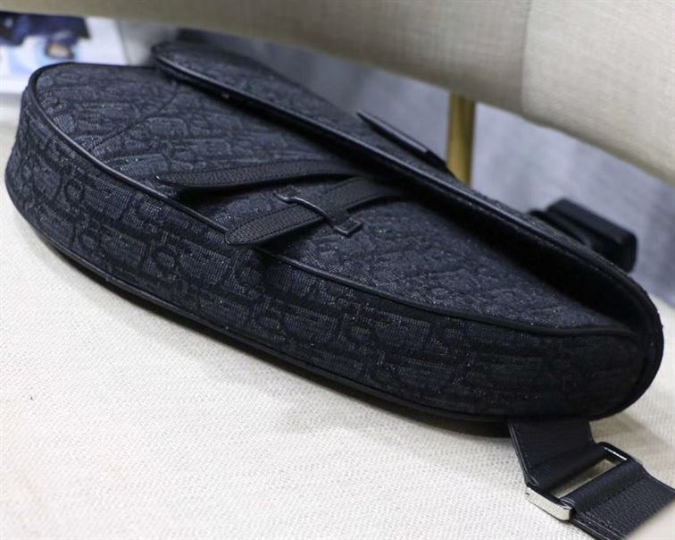 SADDLE BAG BLACK DIOR OBLIQUE JACQUARD