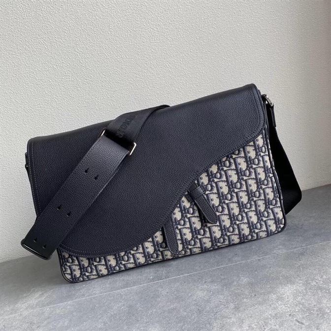 BEIGE AND BLACK DIOR OBLIQUE JACQUARD AND BLACK GRAINED CALFSKIN