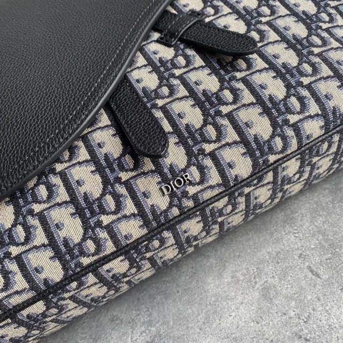 BEIGE AND BLACK DIOR OBLIQUE JACQUARD AND BLACK GRAINED CALFSKIN