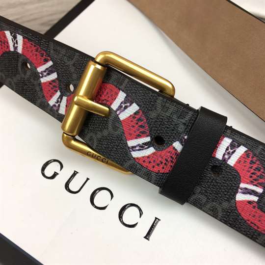 GUCCI LEATHER BELT WITH KINGSNAKE - B41