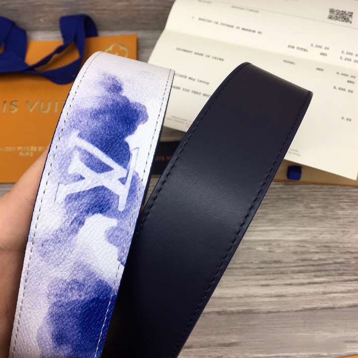 LOUIS VUITTON SHAPE 40MM REVERSIBLE BELT WATERCOLOR BLUE - B80