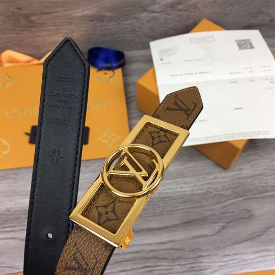 LOUIS VUITTON MONOGRAM CEINTURE DAUPHINE TAN NOIR BELT - B151