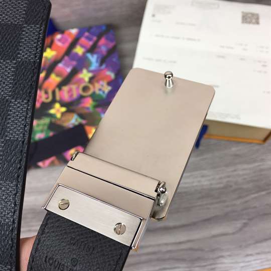 LOUIS VUITTON INVENTEUR DAMIER EBENE/GRAPHITE BELT - B158