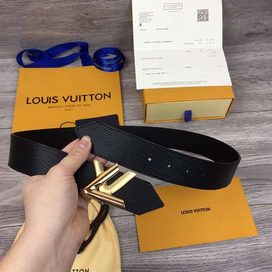 LOUIS VUITTON EPI LEATHER LV TWIST 40MM BELT M0068W BLACK - B138