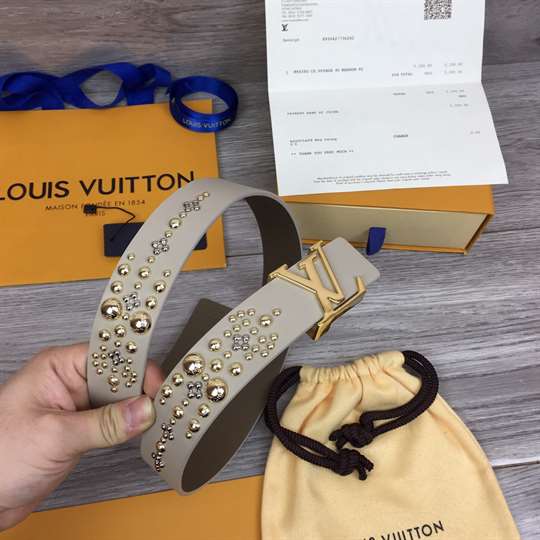 LOUIS VUITTON CALF LEATHER LV ICONIC 35MM BELT - B142