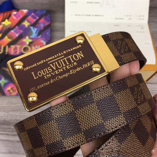LOUIS VUITTON INVENTEUR DAMIER EBENE/GRAPHITE BELT - B159