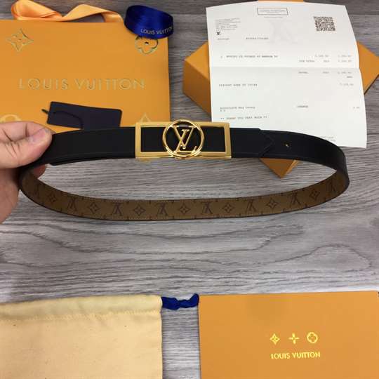 LOUIS VUITTON MONOGRAM CEINTURE DAUPHINE TAN NOIR BELT - B151