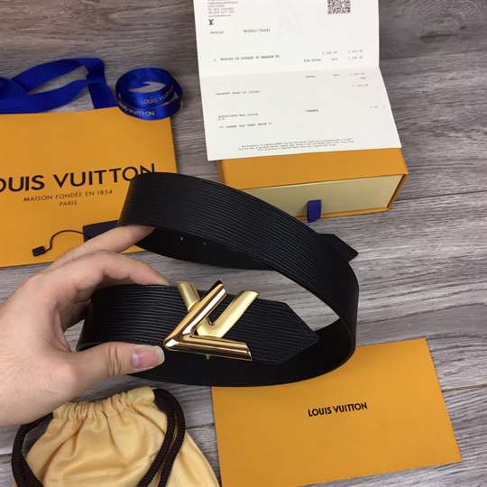 LOUIS VUITTON EPI LEATHER LV TWIST 40MM BELT M0068W BLACK - B138