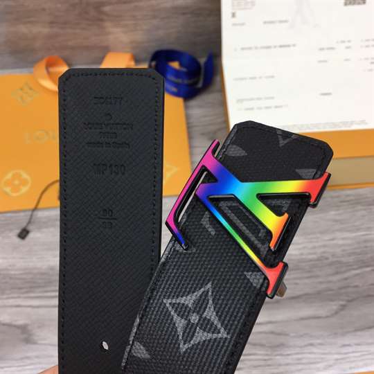 LOUIS VUITTON LV INITIALES REVERSIBLE BELT MONOGRAM ECLIPSE TAIGA 40MM RAINBOW - B149