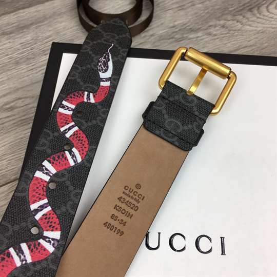 GUCCI LEATHER BELT WITH KINGSNAKE - B41
