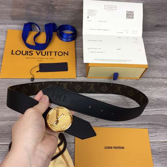 LOUIS VUITTON MONOGRAM LV CIRCLE LOGO 35MM REVERSIBLE BELT - B154