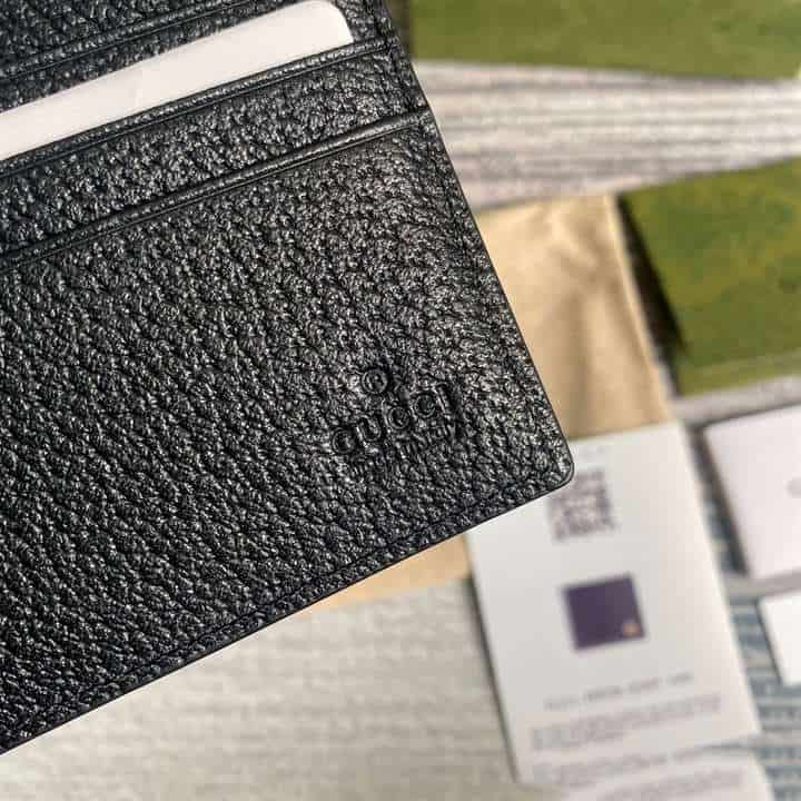Gucci Men GG Marmont Leather Bi Fold Wallet Black Metal Free Tanned Leather Double G - WGR005