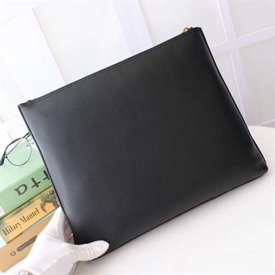 Gucci Large Clutch Purse Black Leather GG Logo Web - WGR035