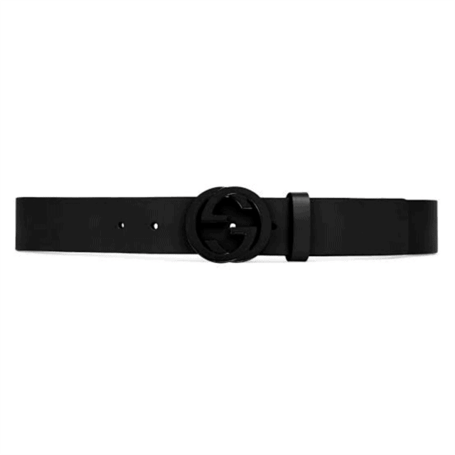 GUCCI LEATHER BELT WITH INTERLOCKING G BUCKLE - B31