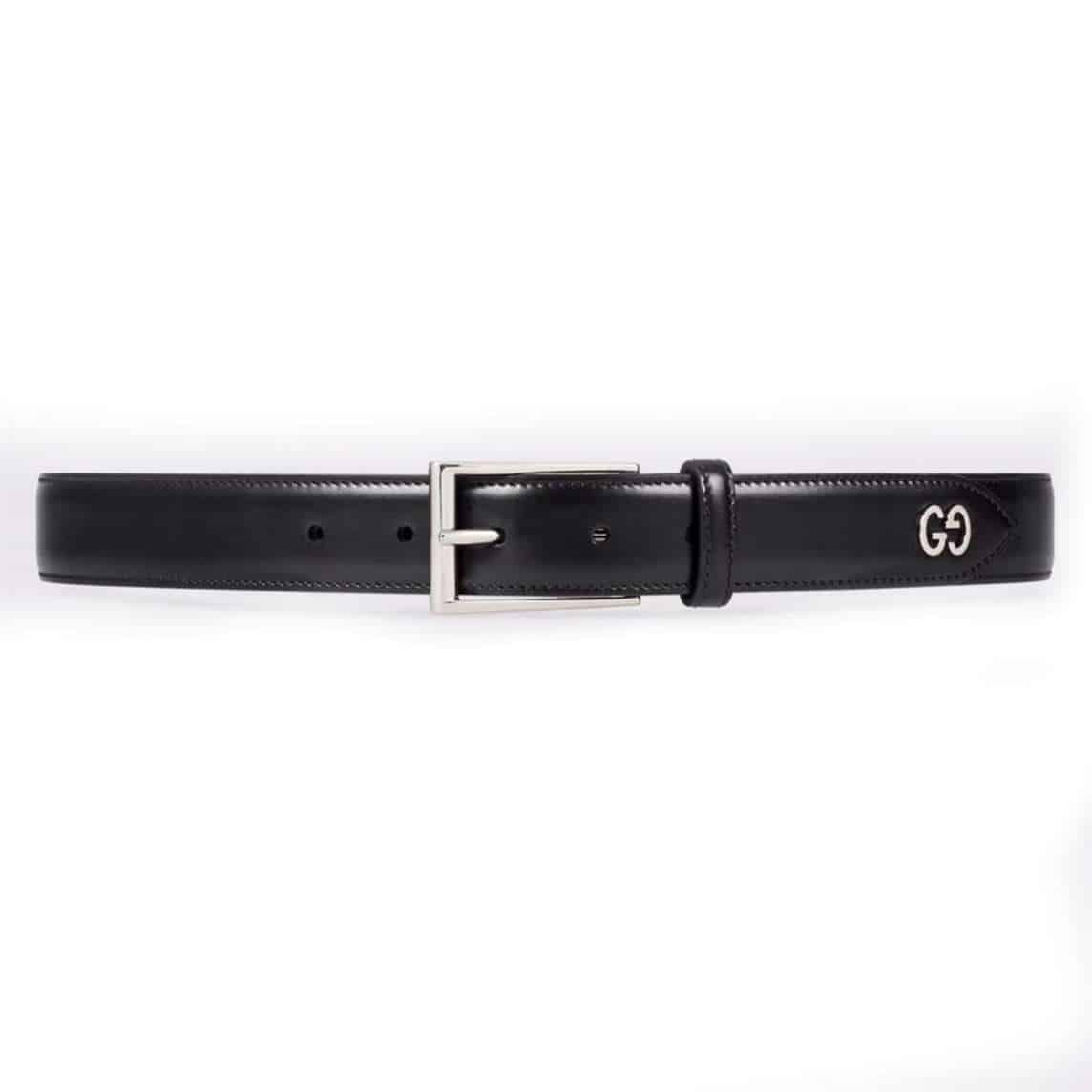 GUCCI LEATHER BELT WITH GG DETAIL - B46