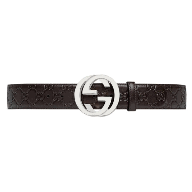 GUCCI BROWN GUCCISSIMA LEATHER INTERLOCKING GG BUCKLE BELT - B38