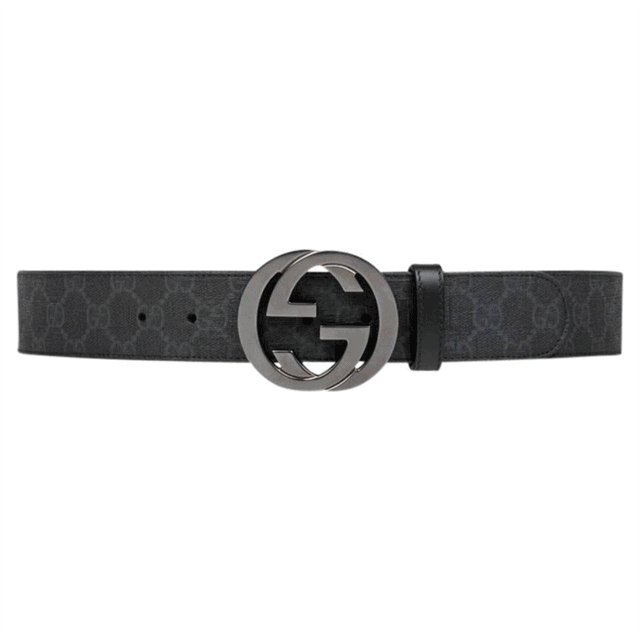 GUCCI MEN'S BLACK GG SUPREME BELT WITH G BUCKLE - B32