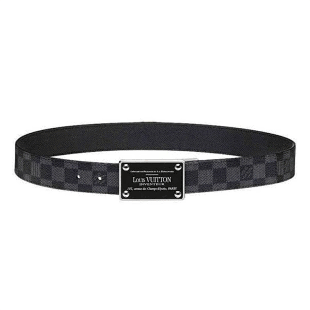 LOUIS VUITTON INVENTEUR DAMIER EBENE/GRAPHITE BELT - B158