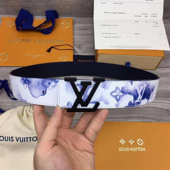 LOUIS VUITTON SHAPE 40MM REVERSIBLE BELT WATERCOLOR BLUE - B80