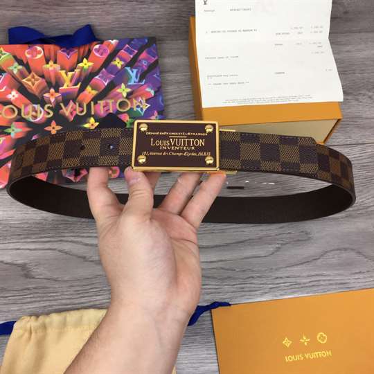 LOUIS VUITTON INVENTEUR DAMIER EBENE/GRAPHITE BELT - B159