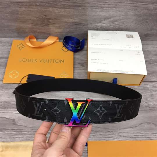 LOUIS VUITTON LV INITIALES REVERSIBLE BELT MONOGRAM ECLIPSE TAIGA 40MM RAINBOW - B149