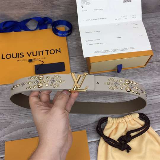 LOUIS VUITTON CALF LEATHER LV ICONIC 35MM BELT - B142