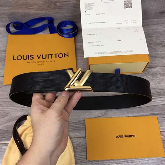 LOUIS VUITTON EPI LEATHER LV TWIST 40MM BELT M0068W BLACK - B138