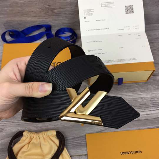 LOUIS VUITTON EPI LEATHER LV TWIST 40MM BELT M0068W BLACK - B138