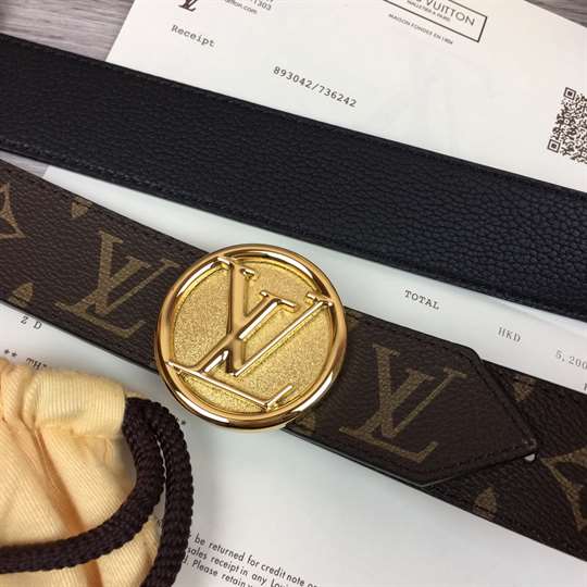 LOUIS VUITTON MONOGRAM LV CIRCLE LOGO 35MM REVERSIBLE BELT - B154