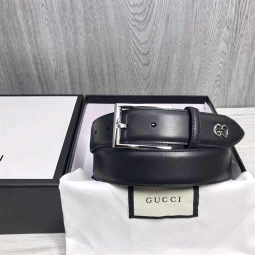 GUCCI LEATHER BELT WITH GG DETAIL - B46