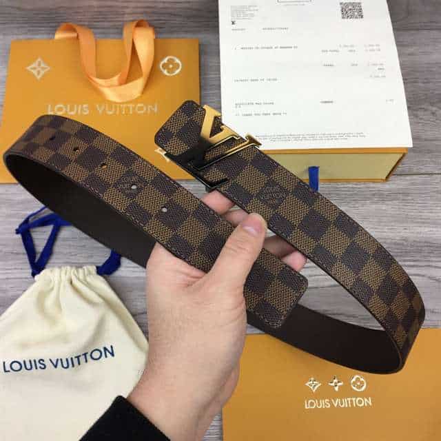 LOUIS VUITTON INITIALES 40MM REVERSIBLE DAMIER EBENE CANVAS BELT - B89