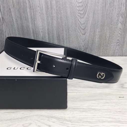 GUCCI LEATHER BELT WITH GG DETAIL - B46