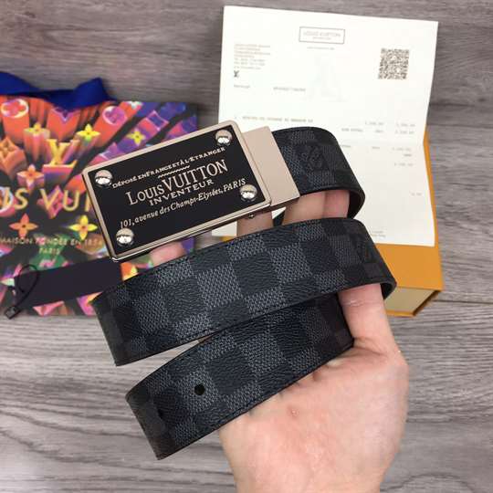 LOUIS VUITTON INVENTEUR DAMIER EBENE/GRAPHITE BELT - B158