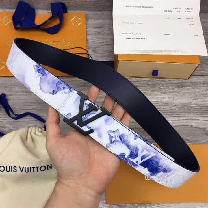 LOUIS VUITTON SHAPE 40MM REVERSIBLE BELT WATERCOLOR BLUE - B80