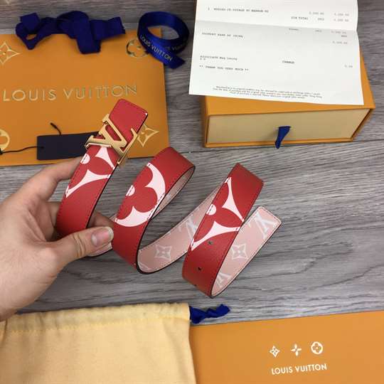 LOUIS VUITTON WOMEN'S ICONIC 30MM REVERSIBLE BELT RED - B145