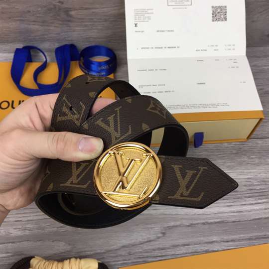 LOUIS VUITTON MONOGRAM LV CIRCLE LOGO 35MM REVERSIBLE BELT - B154