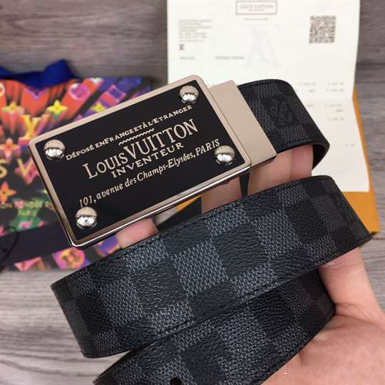 LOUIS VUITTON INVENTEUR DAMIER EBENE/GRAPHITE BELT - B158