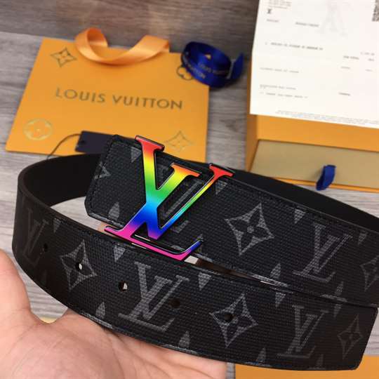 LOUIS VUITTON LV INITIALES REVERSIBLE BELT MONOGRAM ECLIPSE TAIGA 40MM RAINBOW - B149