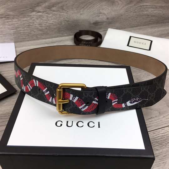 GUCCI LEATHER BELT WITH KINGSNAKE - B41