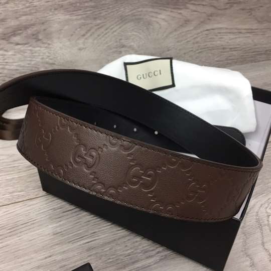 GUCCI BROWN GUCCISSIMA LEATHER INTERLOCKING GG BUCKLE BELT - B38